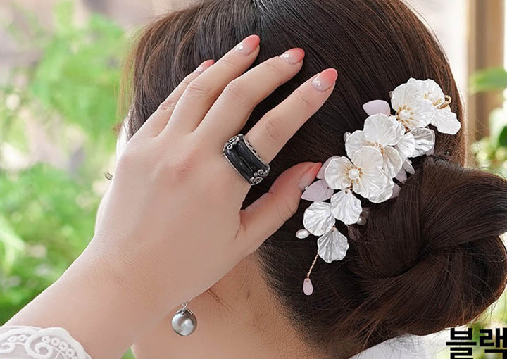 Korean Traditional Jade Ring Hanbok Accessory Item Adjustable Size Silver MR003