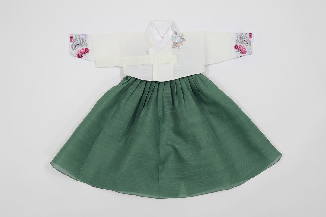 Korean Traditioanl Baby Girl Hanbok Clothing 100th Birth 1 Age Dol Party Celebration Ivory Khaki