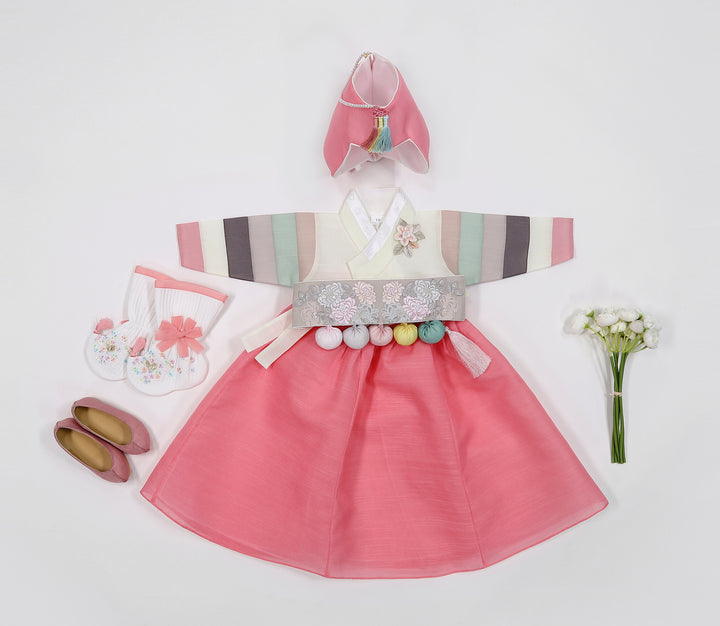 Korean Traditional Baby Girl Hanbok Clothing 1 Age Dol Party Celebration Pink Saekdong 1–15 Ages HG173