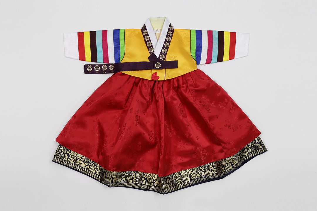 Korean Traditioanl Baby Girl Hanbok Clothing 100th Birth 1 Age Dol Party Celebration Yellow Saekdong