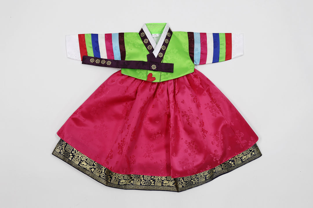 Korean Traditioanl Baby Girl Hanbok Clothing 100th Birth 1 Age Dol Party Celebration Light Green Saekdong