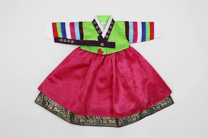 Korean Traditioanl Baby Girl Hanbok Clothing 100th Birth 1 Age Dol Party Celebration Light Green Saekdong