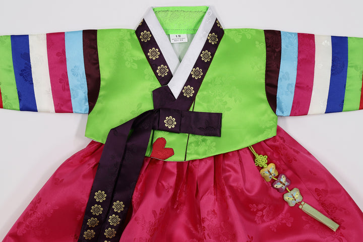 Korean Traditioanl Baby Girl Hanbok Clothing 100th Birth 1 Age Dol Party Celebration Light Green Saekdong