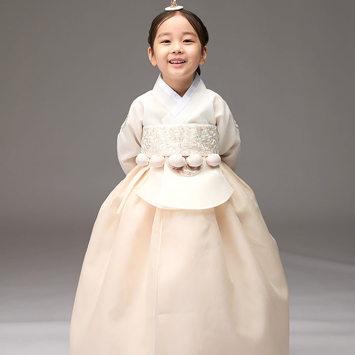 Hanbok Girl Baby Korea Traditional Clothing Set First Birthday Celebration Party Celebration 1–8 years Ivory Beige DGH102