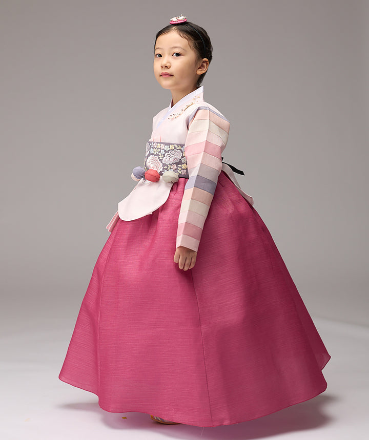 Hanbok Girl Baby Korea Traditional Clothing Set First Birthday Celebration Party Celebration 1–8 years 100th days Hot Pink 색동 DGH113