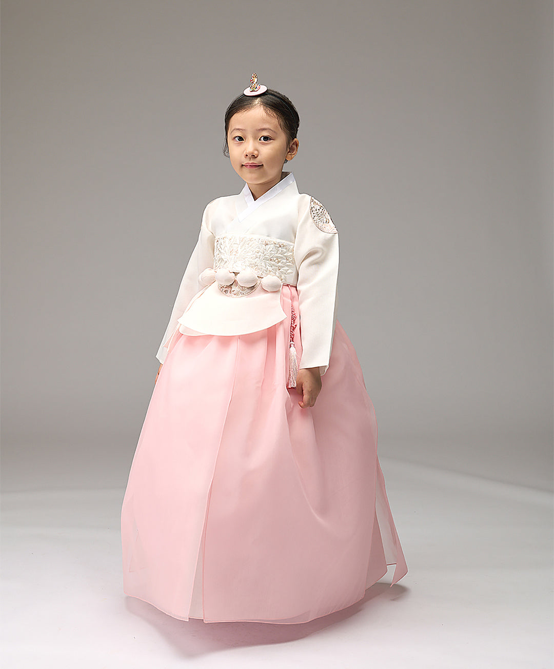 Hanbok Girl Baby Korea Traditional Clothing Set First Birthday Celebration Party Celebration 1–8 years Ivory Peach DGH104