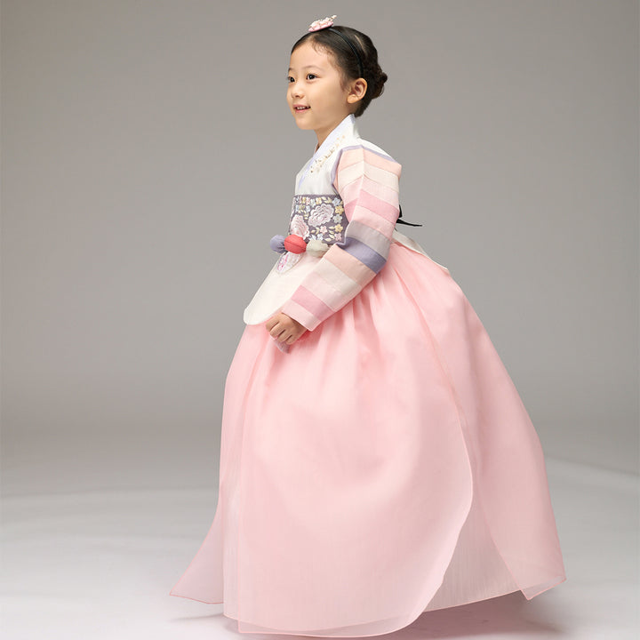 Hanbok Girl Baby Korea Traditional Clothing Set First Birthday Celebration Party Celebration 1–8 years 100th days Light Peach 색동 DGH112