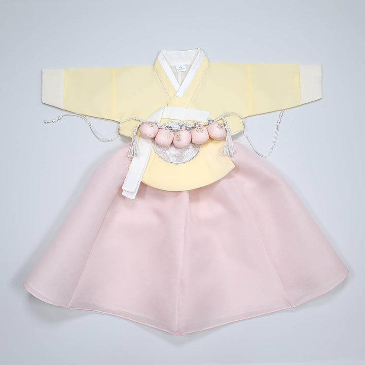 Hanbok Girl Baby Korea Traditional Clothing Set First Birthday Celebration Party 100th Birth Celebration 1–15 years Yellow HG360