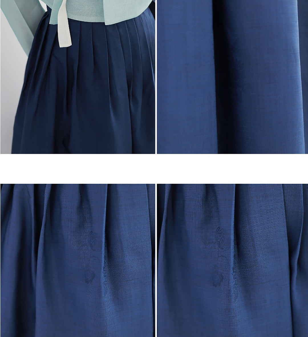 Korean Modern Daily Hanbok Casual Modernized Party Celebration Dress Top Jeogori Skirt Blue Navy SSN004