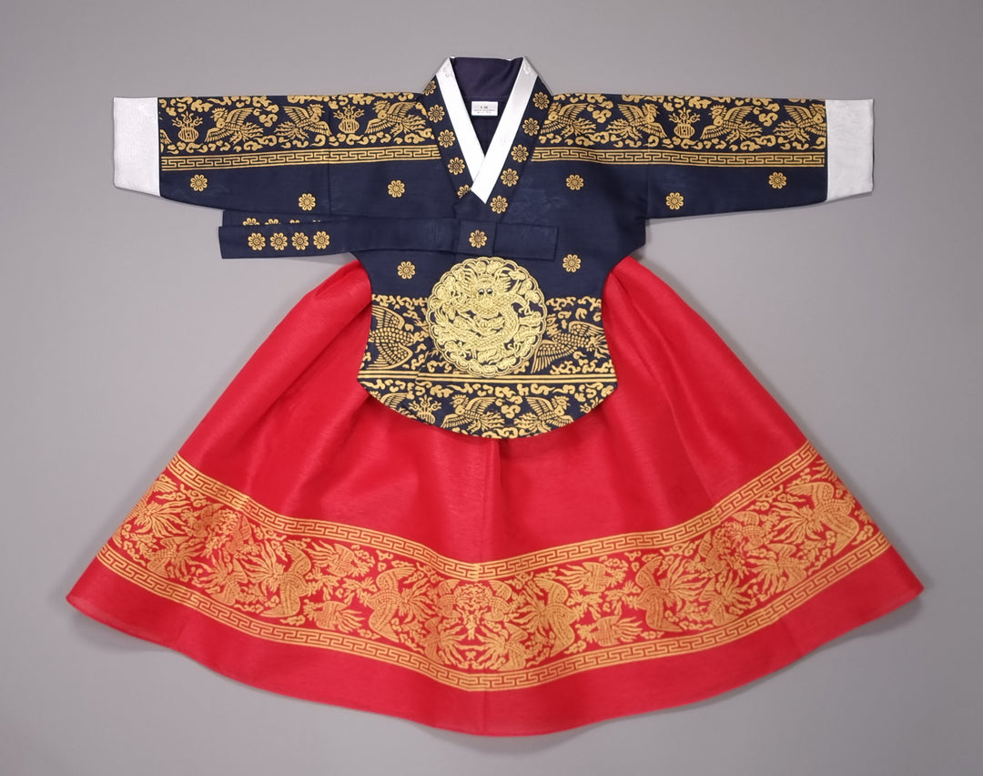 Hanbok Dress Girl Baby Korea Traditional Clothing Set First Birthday Celebration Party 100th Birth1–15 years Gold Print HG131