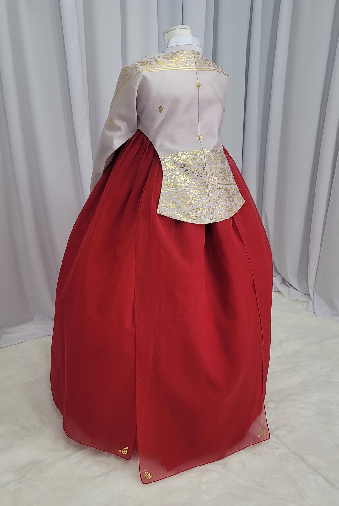 Korean Traditional Woman Personal Custom Hanbok Wedding Party Ceremony High Quality Print Dangui 당의 Queen Princess Design Hanbok Red Gold Print OSW151