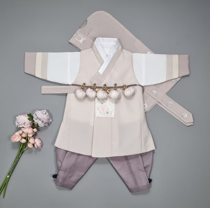 Hanbok Boy Baby Korea Traditional Clothing Set First Birthday Celebration Party 100th Birth Celebration 1–15 years Baby Beige HGB106