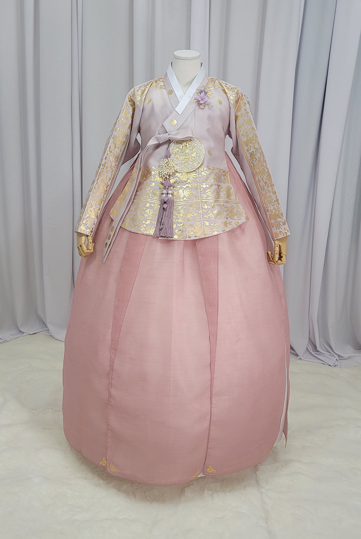 Korean Traditional Woman Personal Custom Hanbok Wedding Party Ceremony High Quality Print Dangui 당의 Queen Princess Design Hanbok Dark Pink Gold Print OSW152