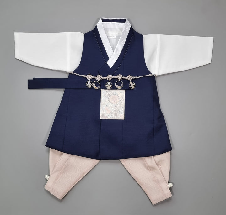 Hanbok Boy Baby Korea Traditional Clothing Set First Birthday Celebration Party 100th Birth Celebration 1–15 years Baby Navy HGB103