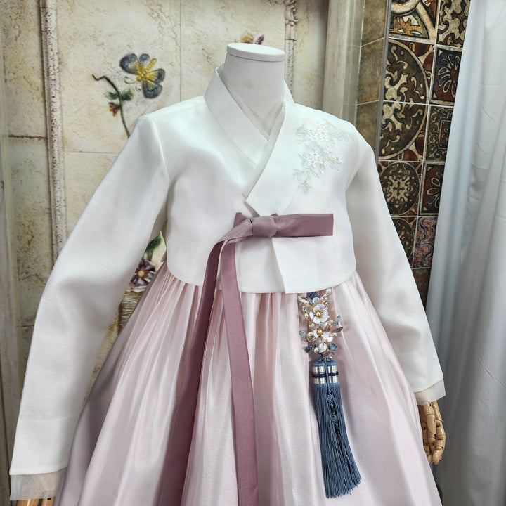 Korean Traditional Woman Personal Custom Hanbok Wedding Party Ceremony Ivory Embroidery Light Pink Skirt Mom Grandmom Hanbok 148