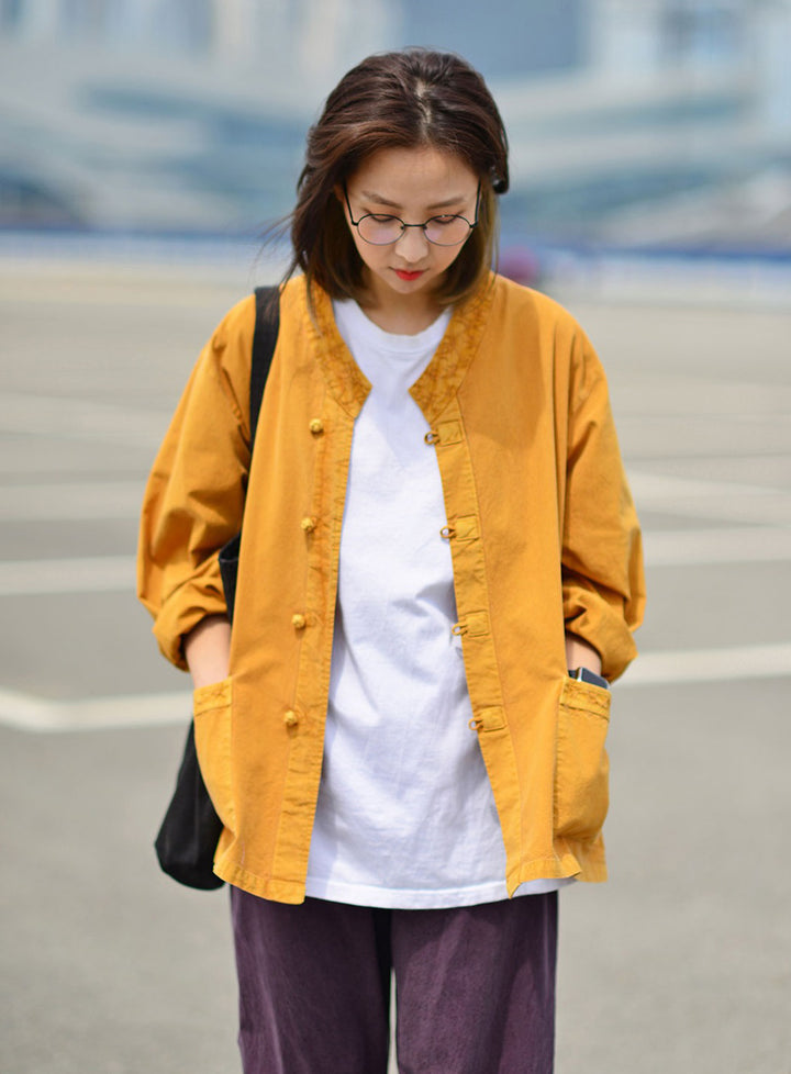 Korean Hanbok Washed Cotton Common Use Man Woman Casual Daily Clothing BTS Long Sleeve Mustard Cocoa 10042