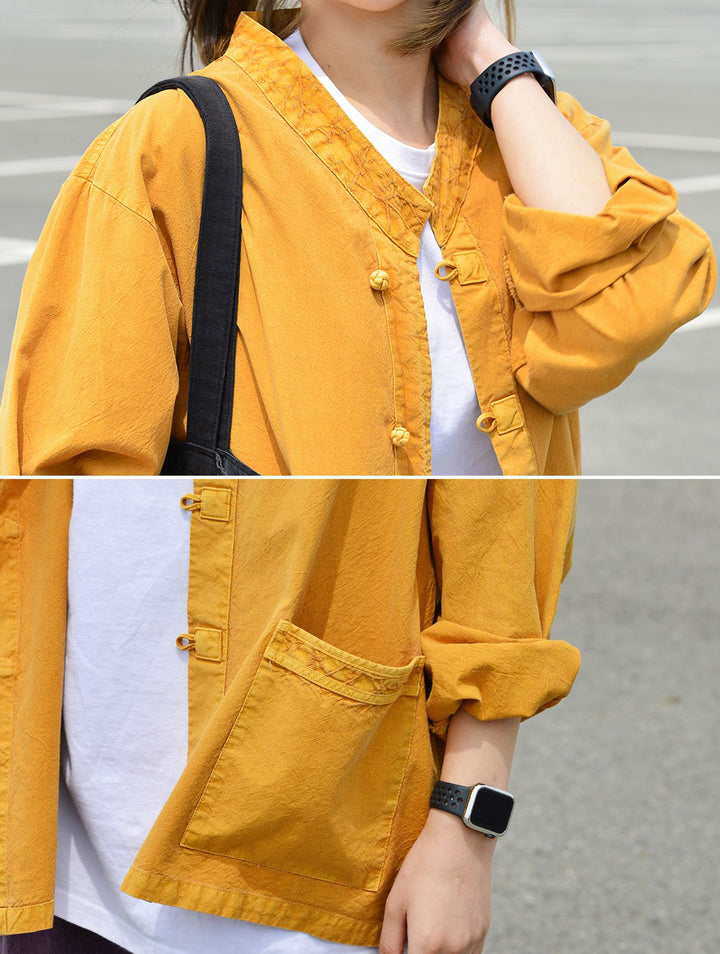 Korean Hanbok Washed Cotton Common Use Man Woman Casual Daily Clothing BTS Long Sleeve Mustard Cocoa 10042