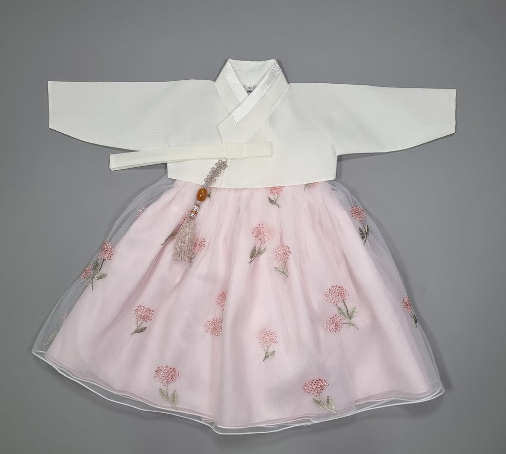 Hanbok Girl Baby Korea Traditional Clothing Set First Birthday Celebration Party 100th Birth Celebration 1–8 years Ivory Flower