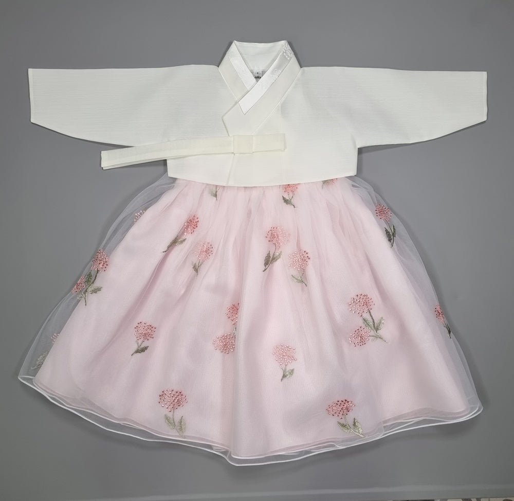 Hanbok Girl Baby Korea Traditional Clothing Set First Birthday Celebration Party 100th Birth Celebration 1–8 years Ivory Flower