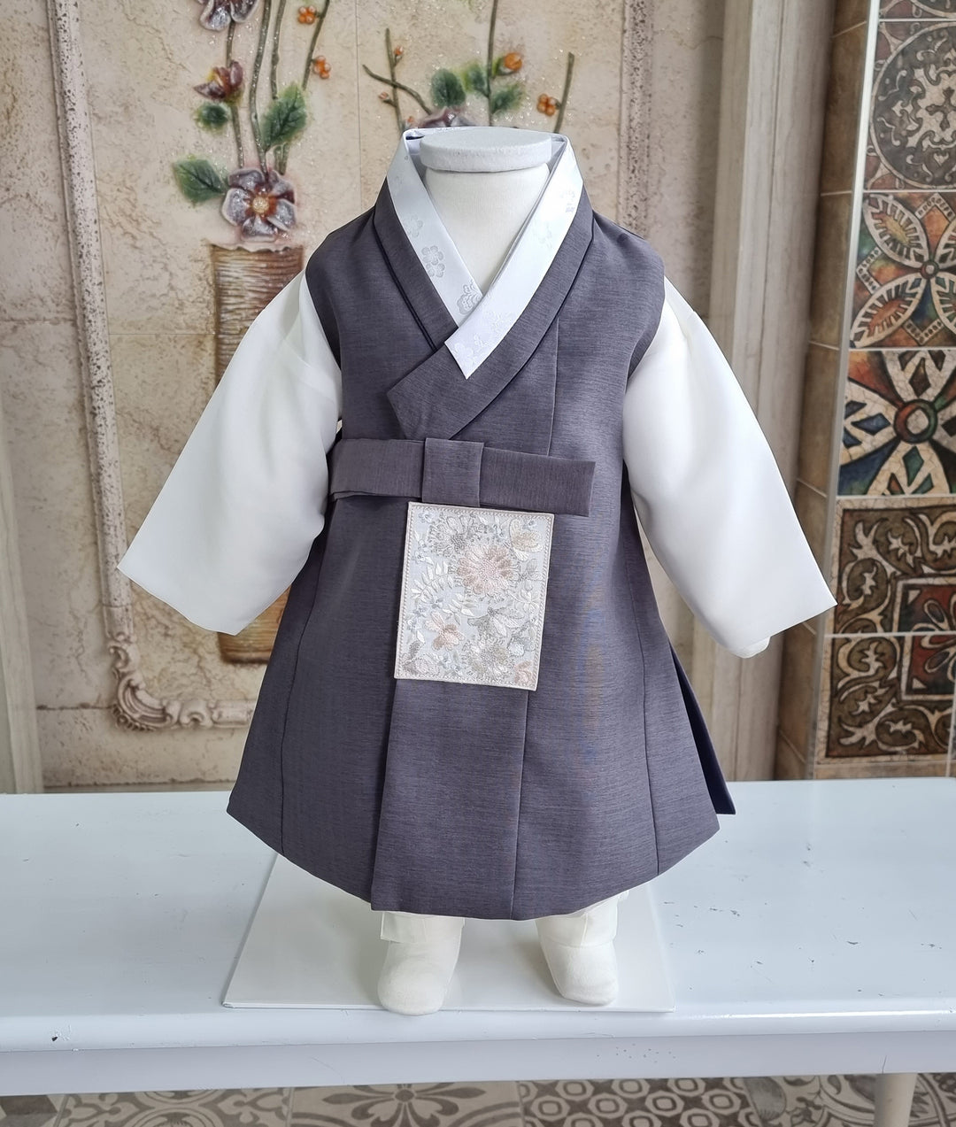 Hanbok Boy Baby Korea Traditional Clothing Set First Birthday Celebration Party 100th Birth Celebration 1–15 years Baby Gray HGB107