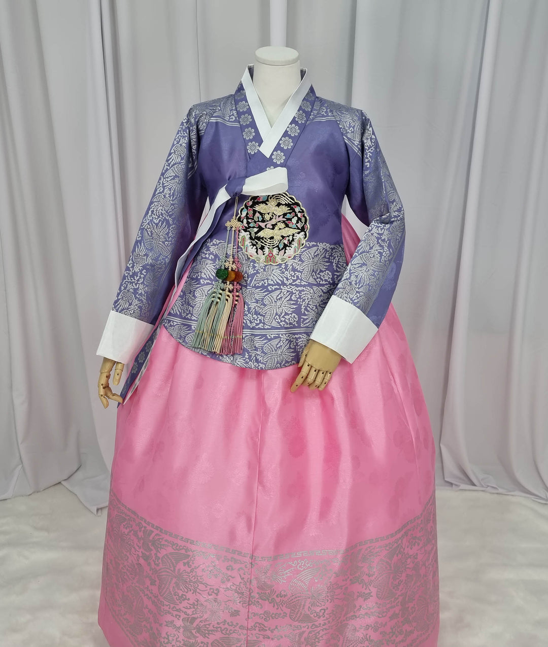 Korean Traditional Woman Personal Custom Hanbok Wedding Party Ceremony High Quality Print Dangui 당의 Queen Princess Design Hanbok Violet Pink OSW142