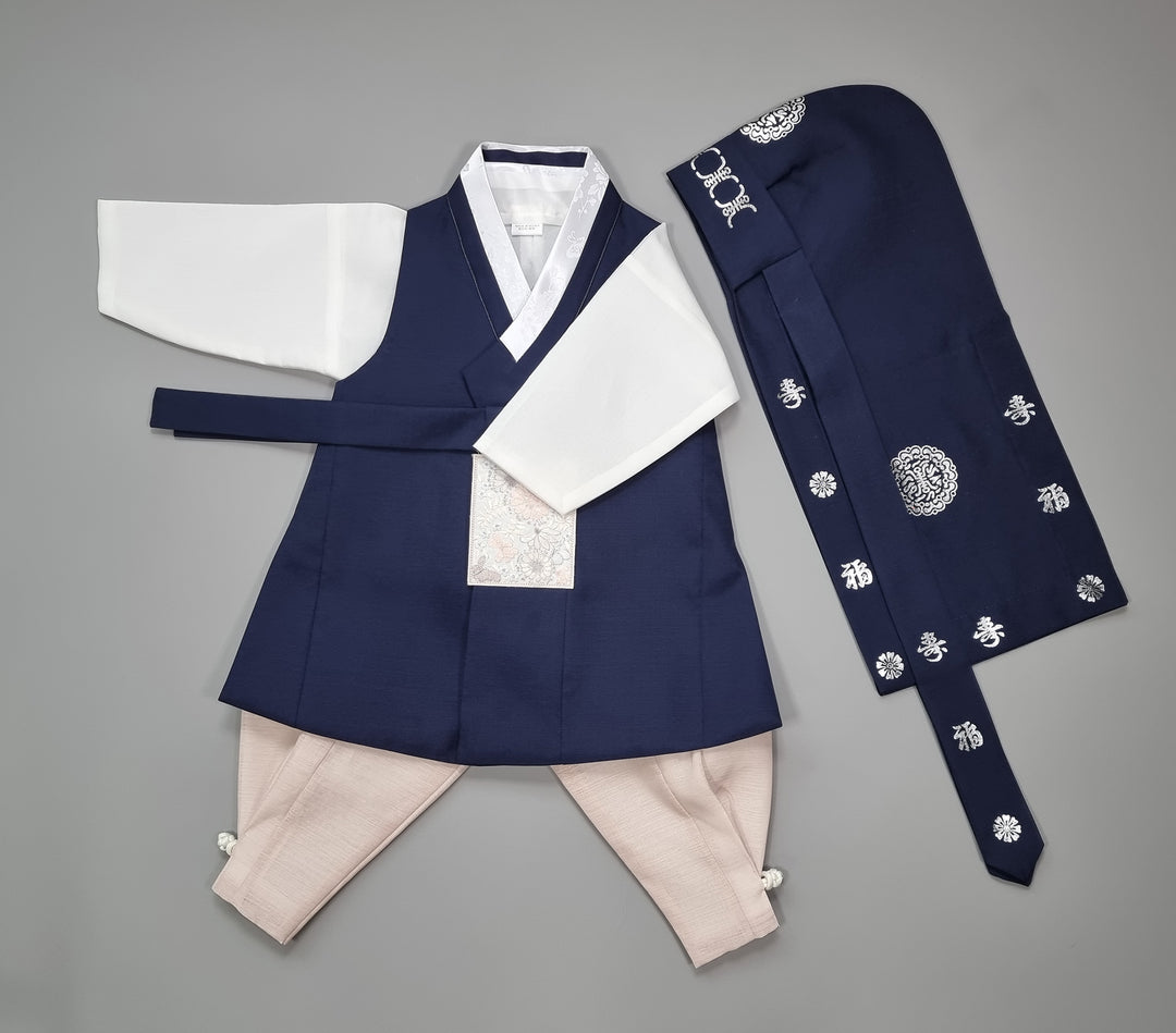 Hanbok Boy Baby Korea Traditional Clothing Set First Birthday Celebration Party 100th Birth Celebration 1–15 years Baby Navy HGB103