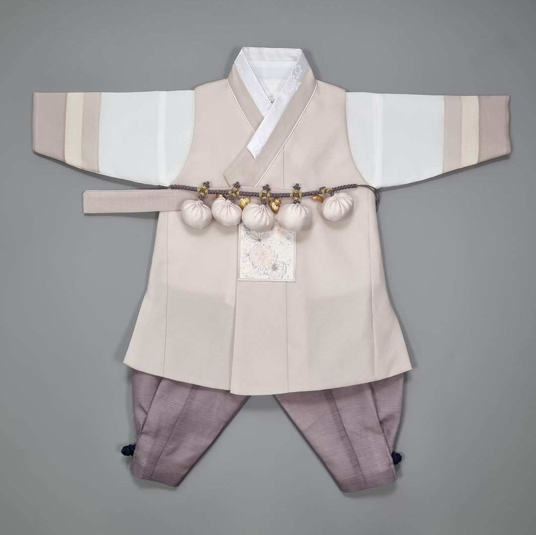 Hanbok Boy Baby Korea Traditional Clothing Set First Birthday Celebration Party 100th Birth Celebration 1–15 years Baby Beige HGB106