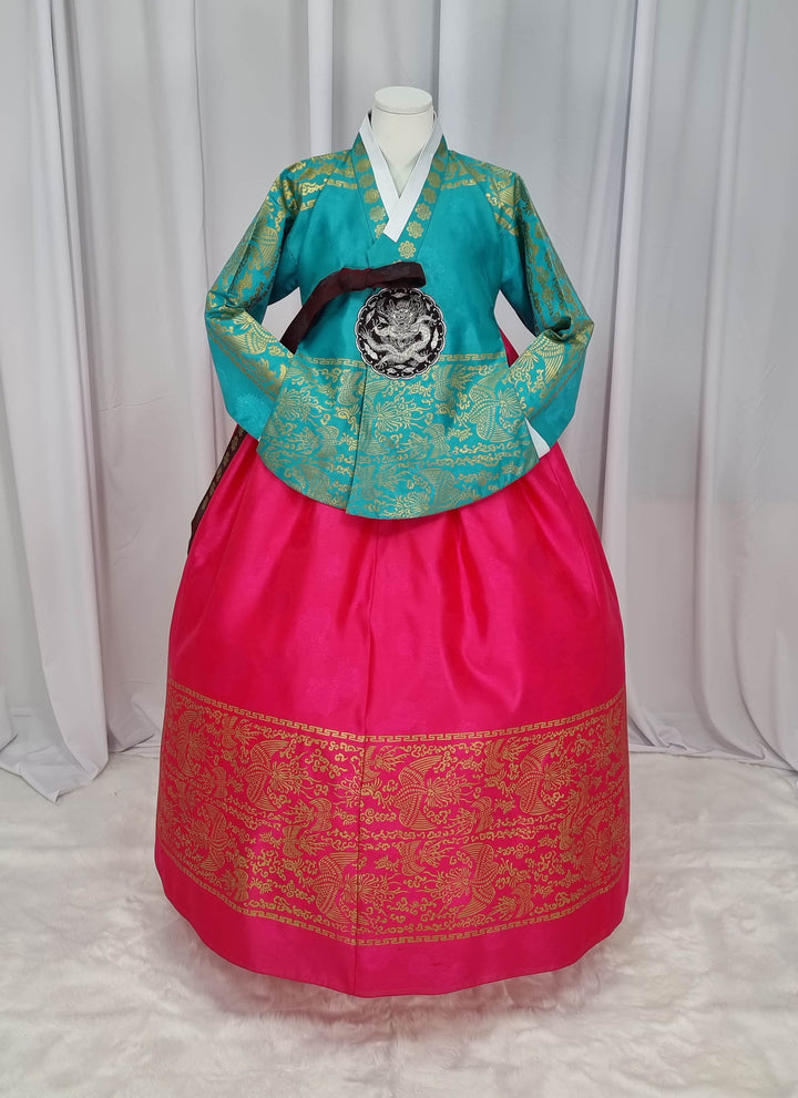 Korean Traditional Woman Personal Custom Hanbok Wedding Party Ceremony High Quality Print Dangui 당의 Queen Princess Design Hanbok Green Red OSW147