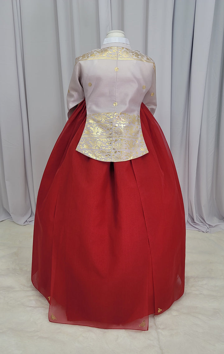 Korean Traditional Woman Personal Custom Hanbok Wedding Party Ceremony High Quality Print Dangui 당의 Queen Princess Design Hanbok Red Gold Print OSW151