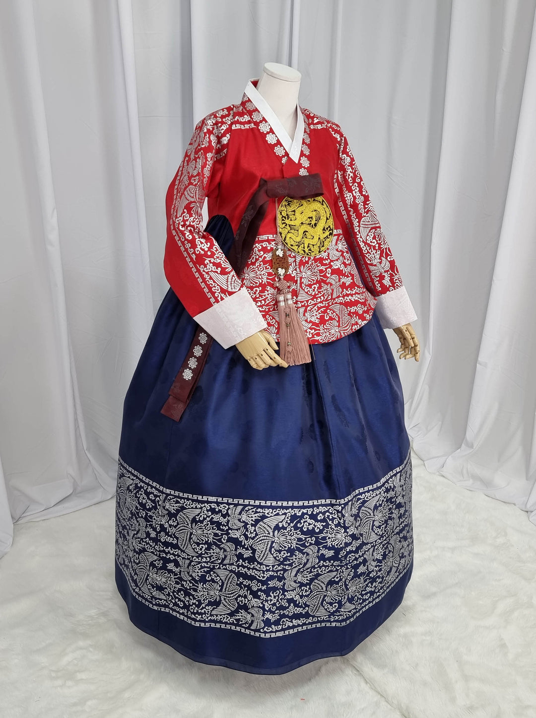 Korean Traditional Woman Personal Custom Hanbok Wedding Party Ceremony High Quality Print Dangui 당의 Queen Princess Design Hanbok Red Navy OSW144