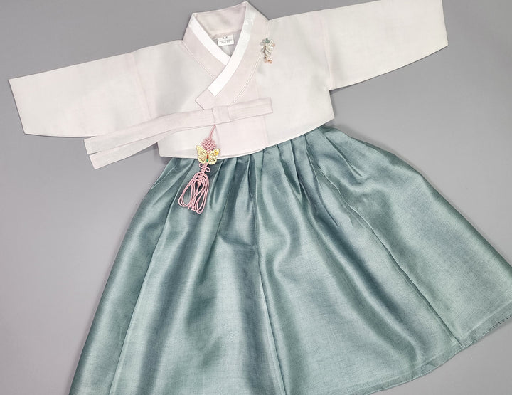 Hanbok Girl Baby Korea Traditional Clothing Set First Birthday Celebration Party 100th Birth1–15 years Ivory Green HG105