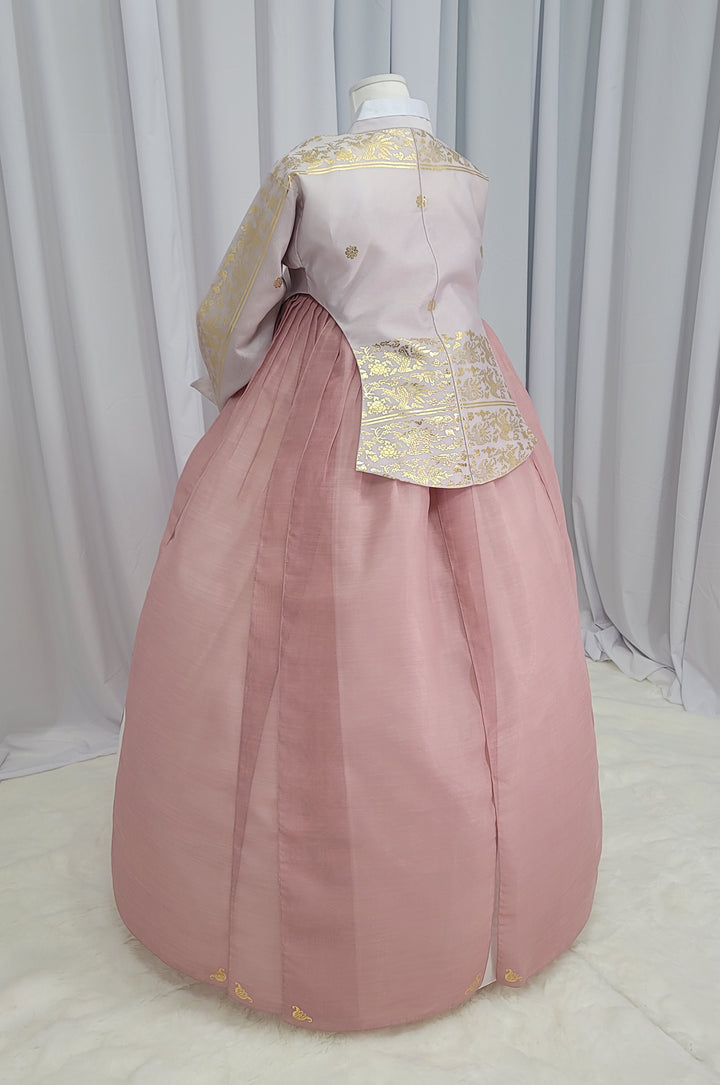 Korean Traditional Woman Personal Custom Hanbok Wedding Party Ceremony High Quality Print Dangui 당의 Queen Princess Design Hanbok Dark Pink Gold Print OSW152