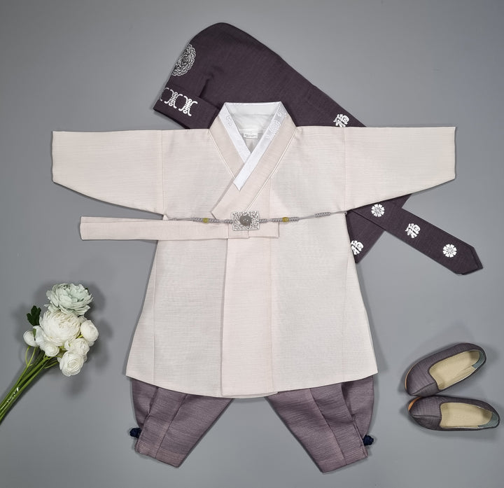 Korean Traditional Boy Baby Hanbok Dol Party Celebration 1-8 Ages Ivory HGB118