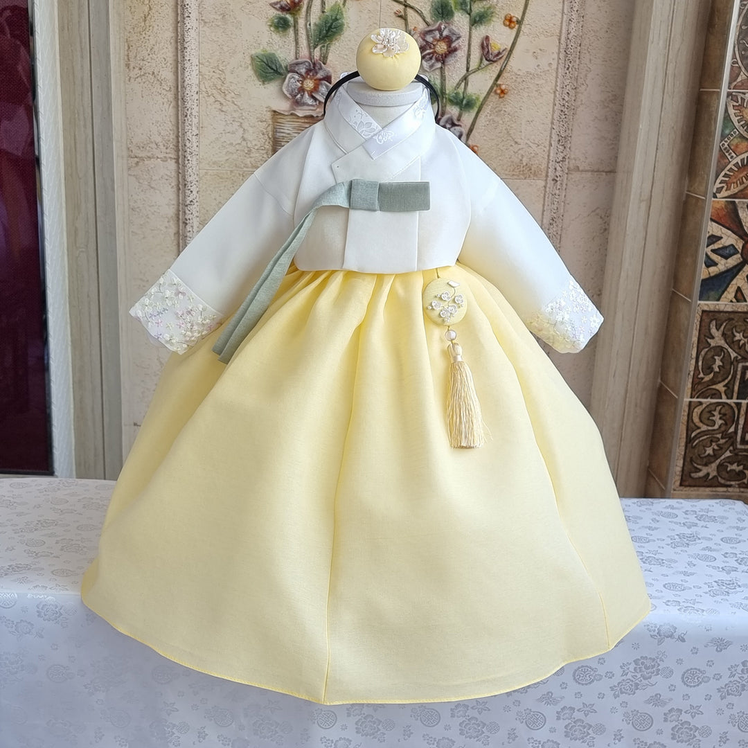 Hanbok Girl Baby Korea Traditional Clothing Set First Birthday Celebration Party 100th Birth Celebration 1–15 years Ivory Yellow HG166