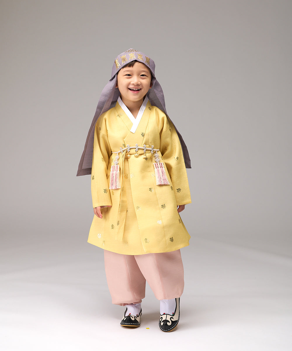 Korean Traditional Boy Baby Hanbok Dol Baikil Party Celebration 100th-10 Years&nbsp; Bright Yellow DDB111