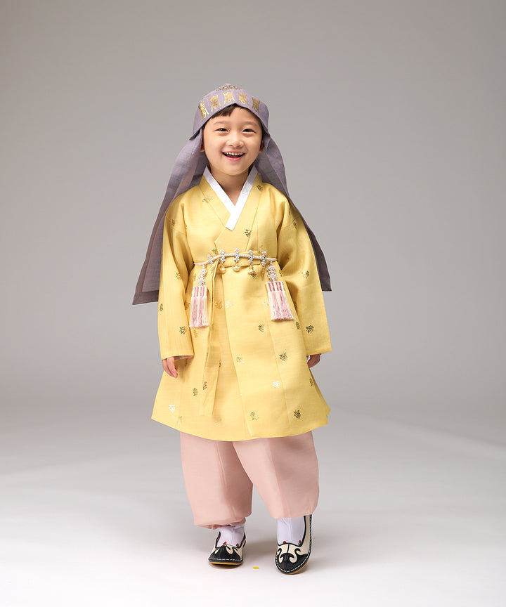 Korean Traditional Boy Baby Hanbok Dol Baikil Party Celebration 100th-10 Years&nbsp; Bright Yellow DDB111