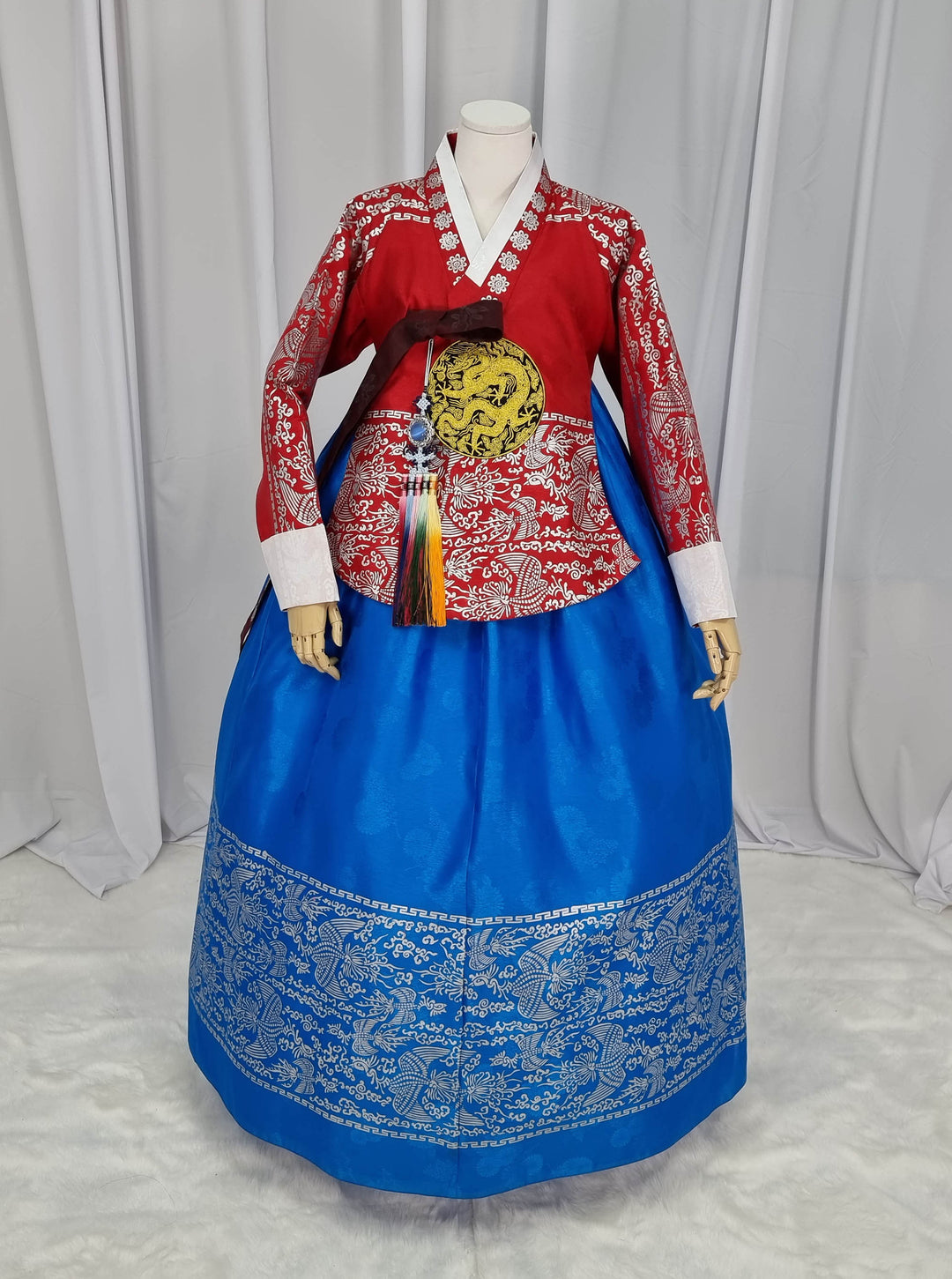 Korean Traditional Woman Personal Custom Hanbok Wedding Party Ceremony High Quality Print Dangui 당의 Queen Princess Design Hanbok Red Blue OSW145