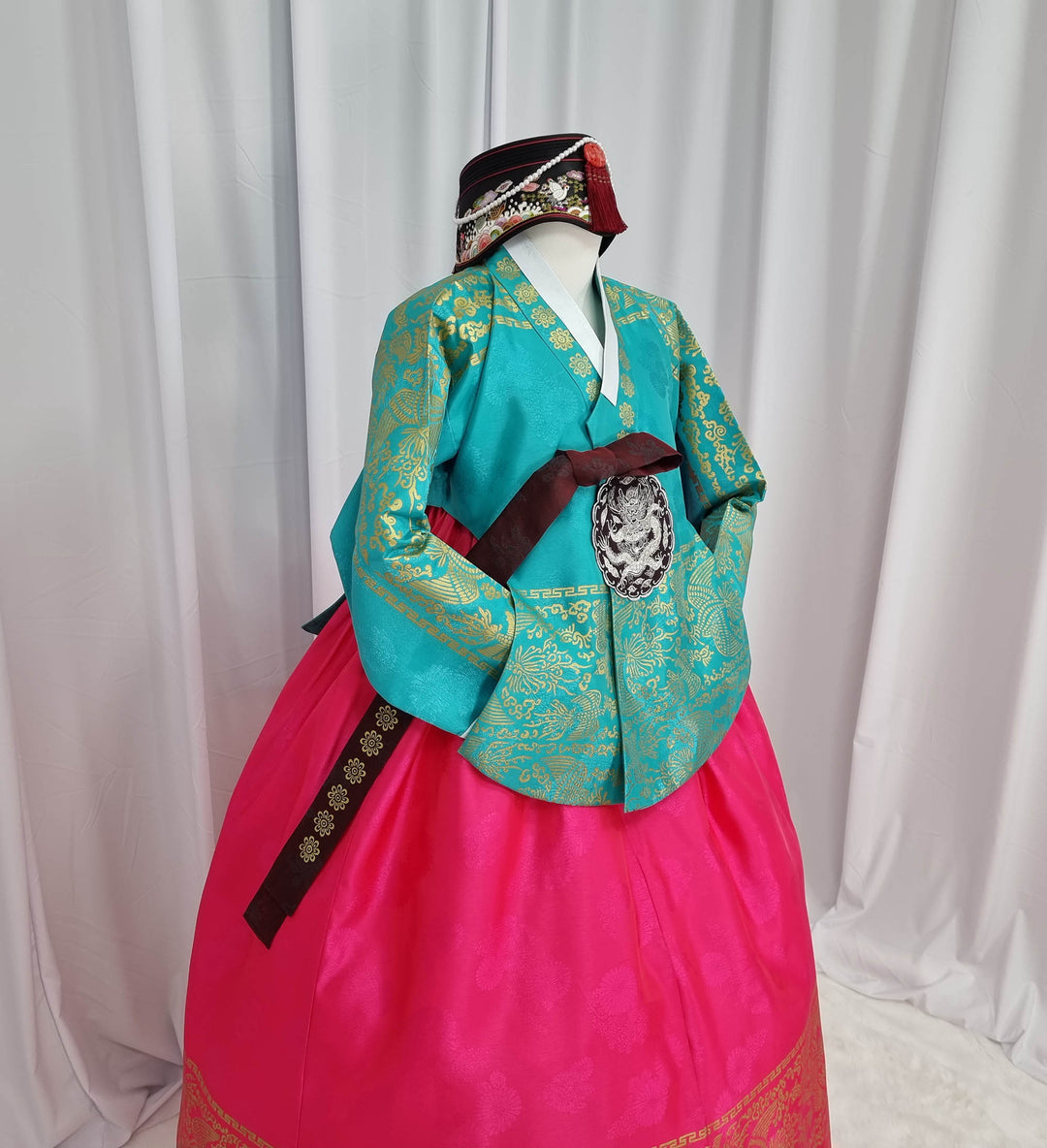 Korean Traditional Woman Personal Custom Hanbok Wedding Party Ceremony High Quality Print Dangui 당의 Queen Princess Design Hanbok Green Red OSW147