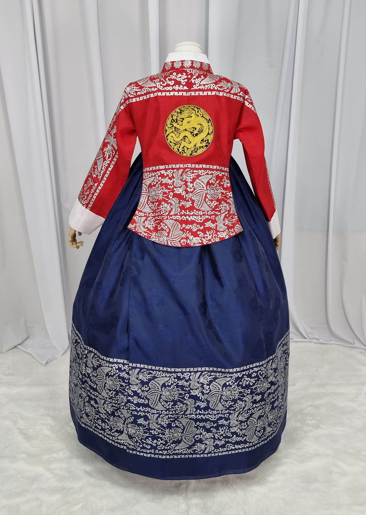 Korean Traditional Woman Personal Custom Hanbok Wedding Party Ceremony High Quality Print Dangui 당의 Queen Princess Design Hanbok Red Navy OSW144