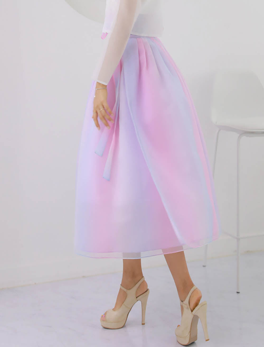 Korean Modern Daily Hanbok Casual Modernized Party Celebration Dress Top Jeogori Skirt White Lovely Pink SSN013