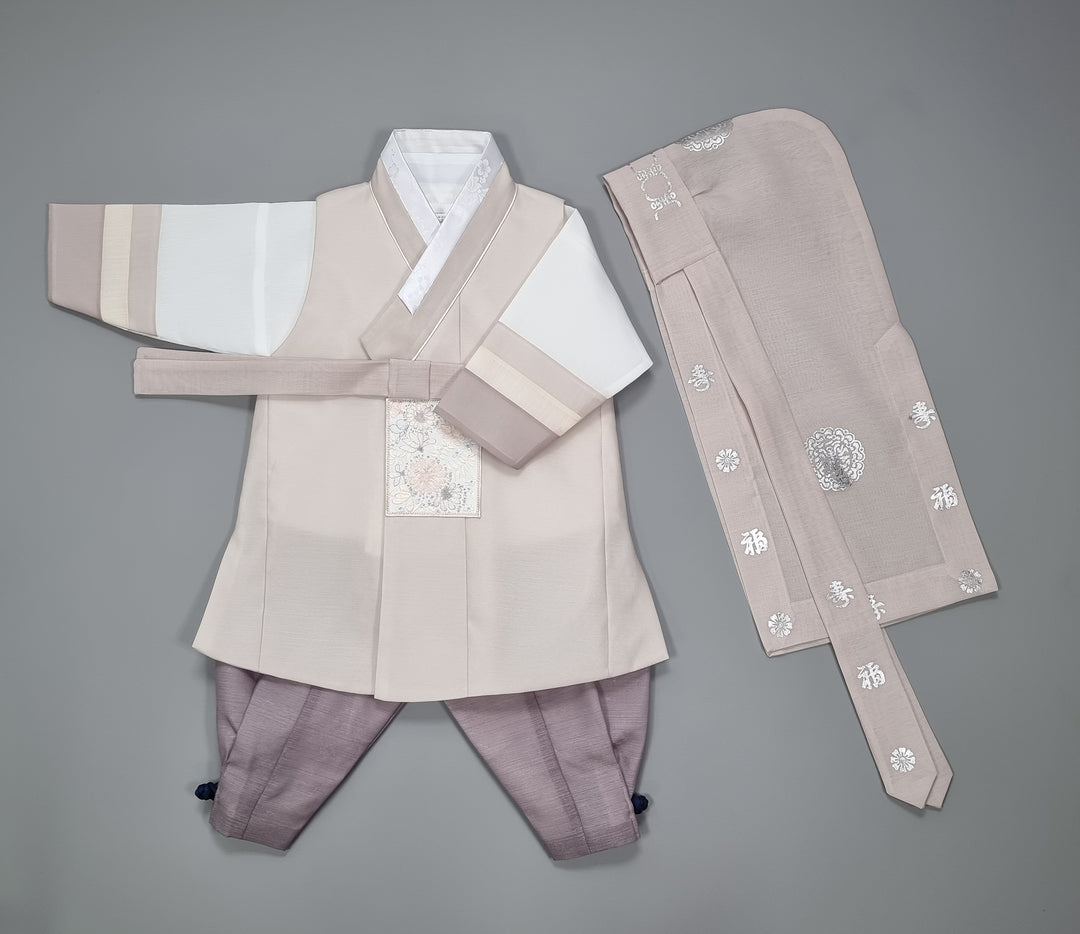 Hanbok Boy Baby Korea Traditional Clothing Set First Birthday Celebration Party 100th Birth Celebration 1–15 years Baby Beige HGB106