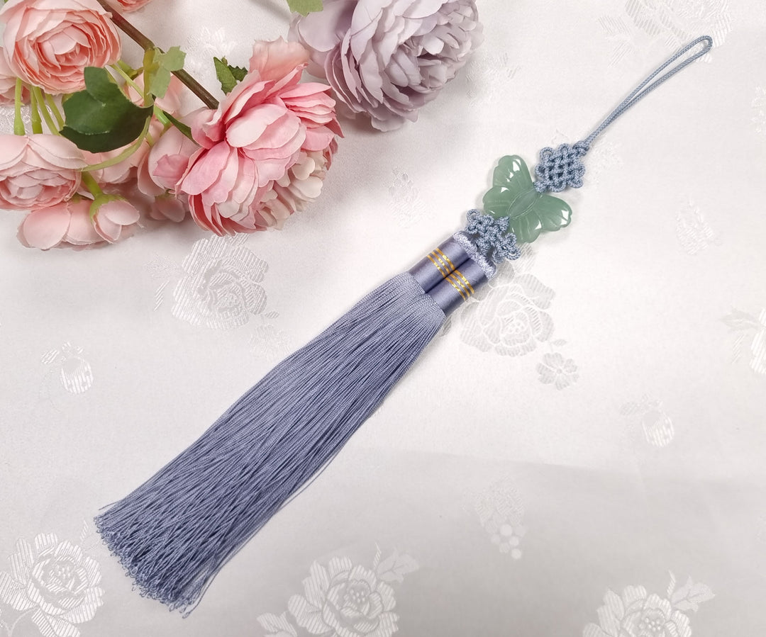 Hanbok Accessory Norigae 노리개 Baby Girl Boy Ornament Real Jade Butterfly Tassel 35 cm JTN115