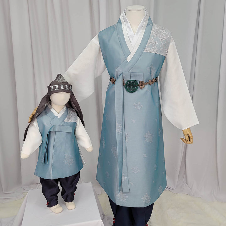 Korean Traditional Man Male Personal Custom Hanbok&nbsp; Light Blue Dad Son Couple Wedding Party Ceremony OSM150