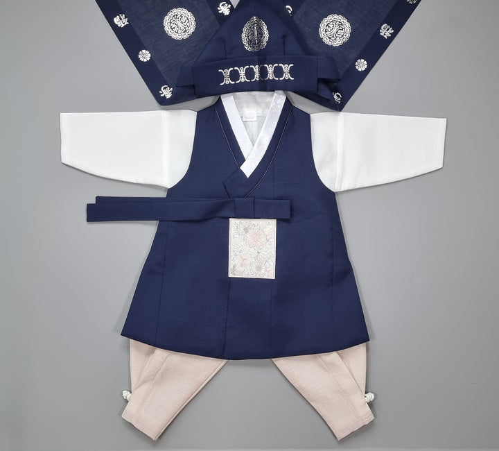 Hanbok Boy Baby Korea Traditional Clothing Set First Birthday Celebration Party 100th Birth Celebration 1–15 years Baby Navy HGB103