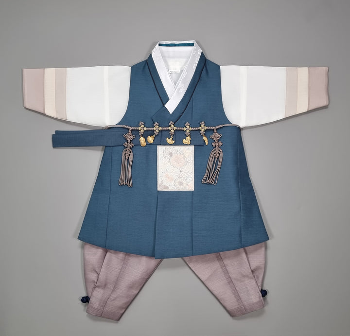 Hanbok Boy Baby Korea Traditional Clothing Set First Birthday Celebration Party 100th Birth Celebration 1–15 years Baby Green-Blue HGB101