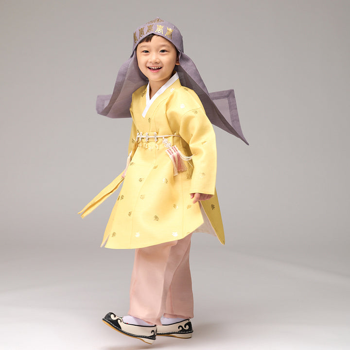 Korean Traditional Boy Baby Hanbok Dol Baikil Party Celebration 100th-10 Years&nbsp; Bright Yellow DDB111