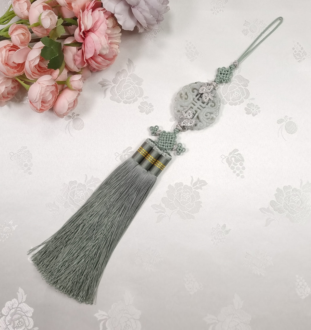 Hanbok Accessory Norigae 노리개 Baby Girl Boy Ornament Real Jade Tassel 35 cm JTN112