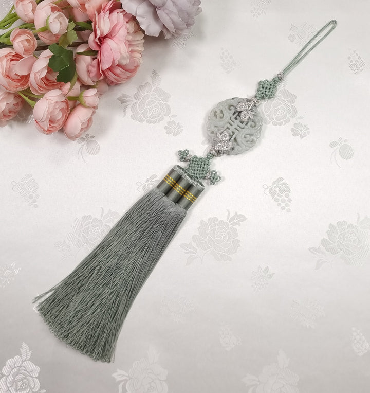 Hanbok Accessory Norigae 노리개 Baby Girl Boy Ornament Real Jade Tassel 35 cm JTN112