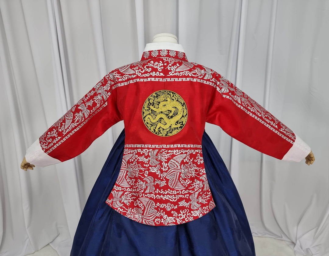 Korean Traditional Woman Personal Custom Hanbok Wedding Party Ceremony High Quality Print Dangui 당의 Queen Princess Design Hanbok Red Navy OSW144