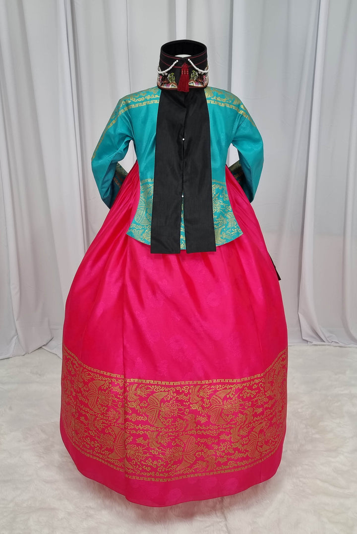 Korean Traditional Woman Personal Custom Hanbok Wedding Party Ceremony High Quality Print Dangui 당의 Queen Princess Design Hanbok Green Red OSW147